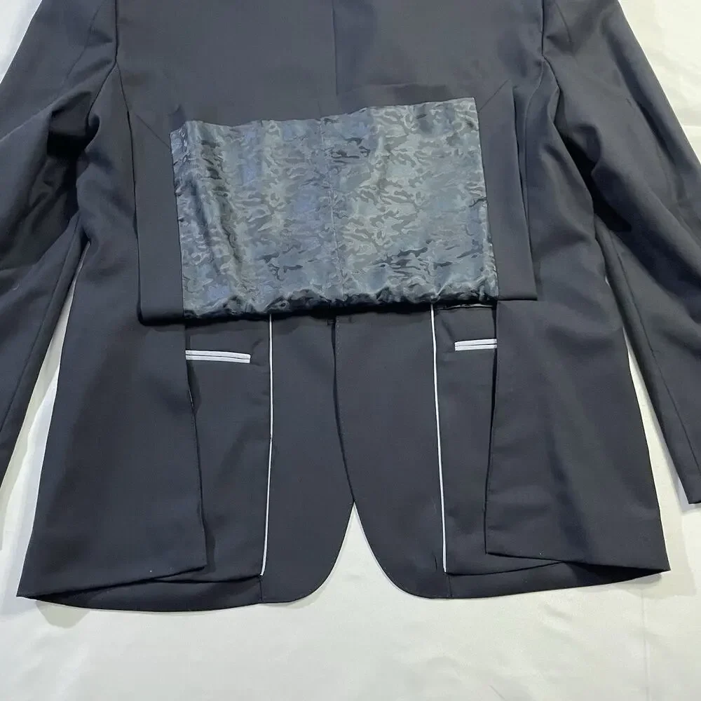 JOE Joseph Abboud Blazer 44R Slim Fit Black Super 120s Wool Camo Lining Vented